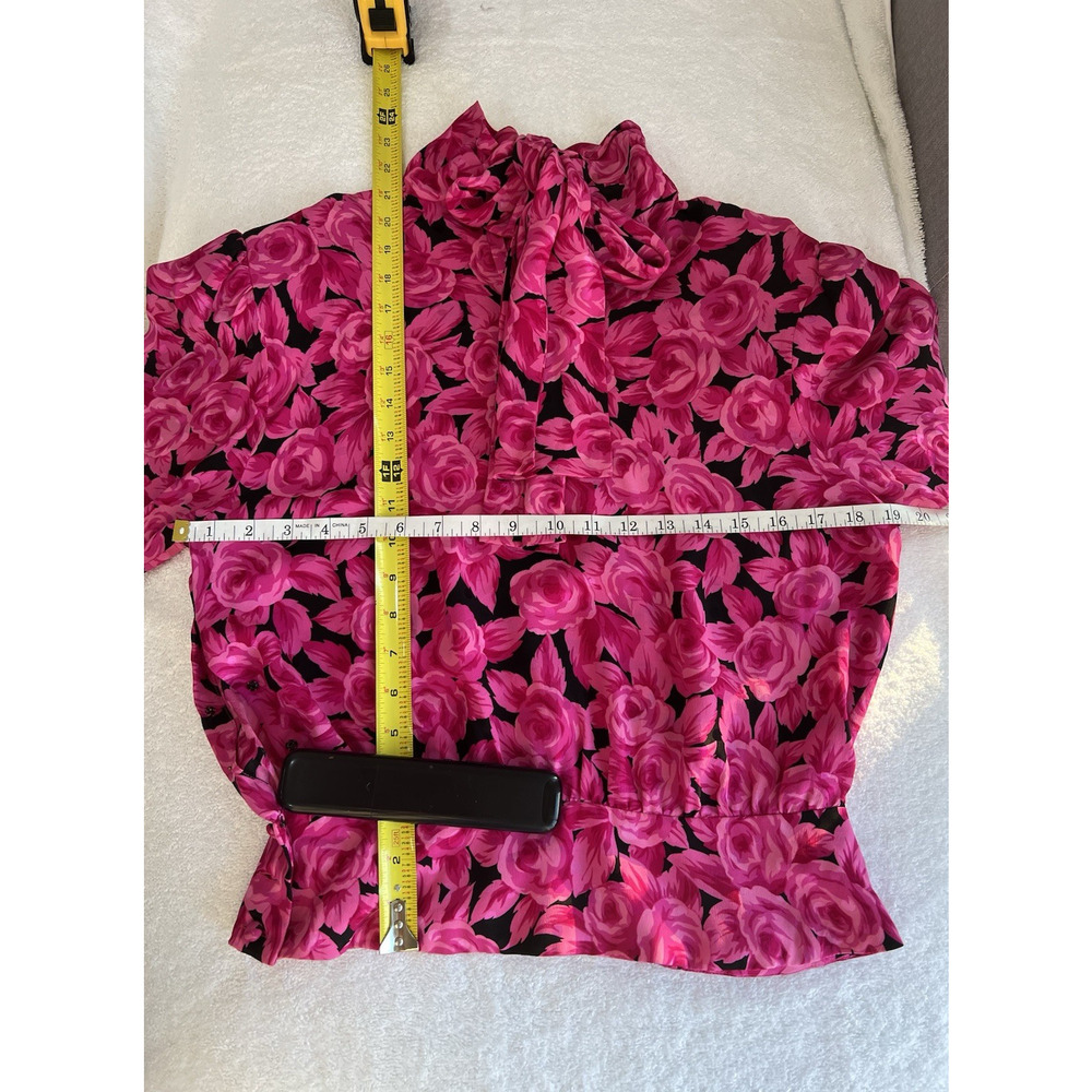Vtg 80's Dopamine Romantic Bow Peplum Blouse Skirt matching Saks Fifth Ave Sz-6 - Picture 7 of 12